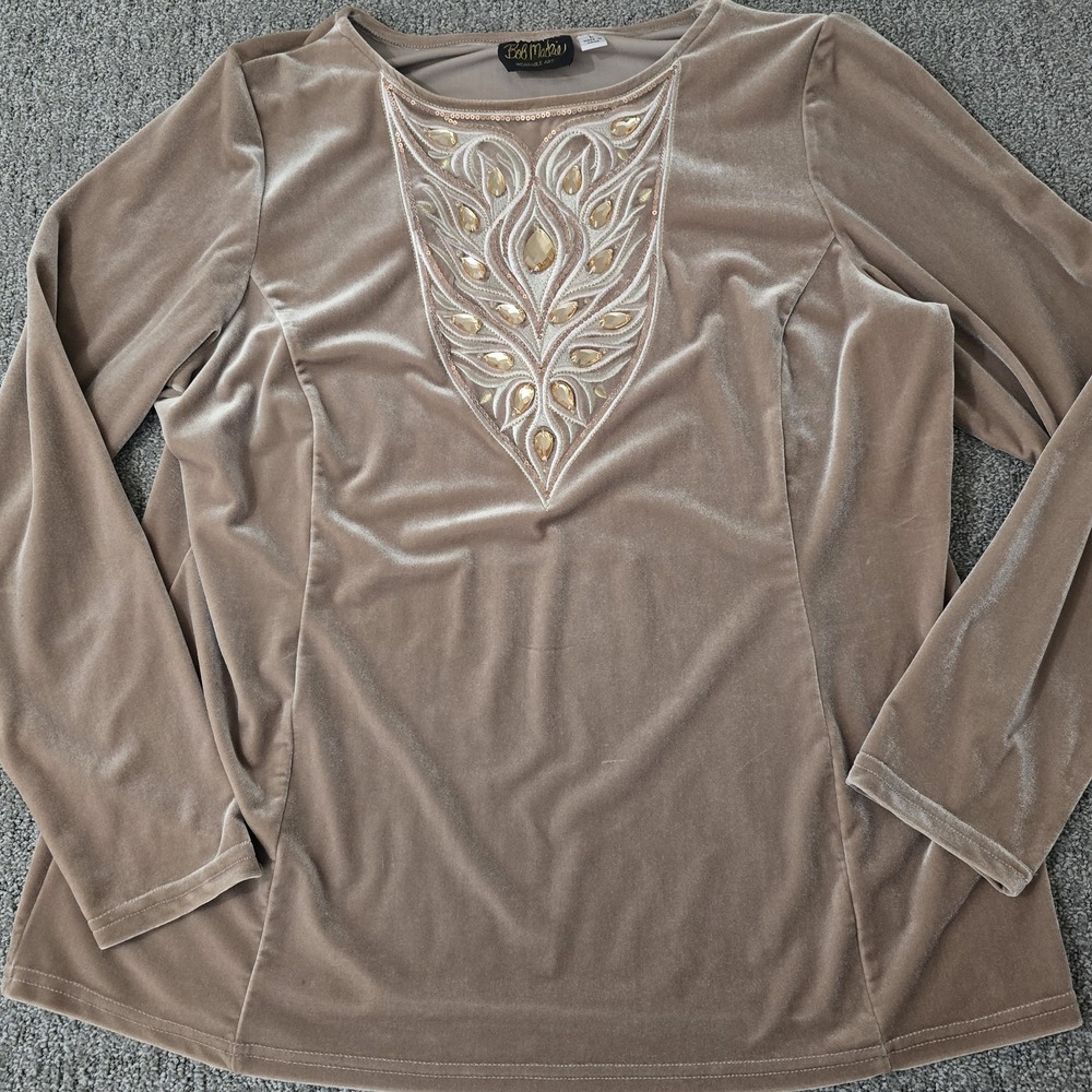 Bob Mackie Wearable Art Velvet Embellished Embroidered Sequin Top Whimsigoth L‎